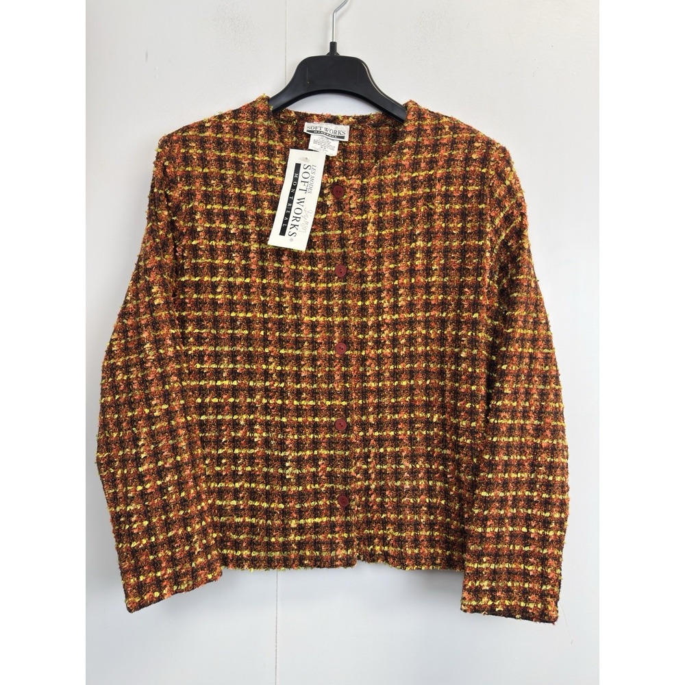 NEW Vintage Soft Works Jacket Women's M Lightweight Orange Tweed Inlined